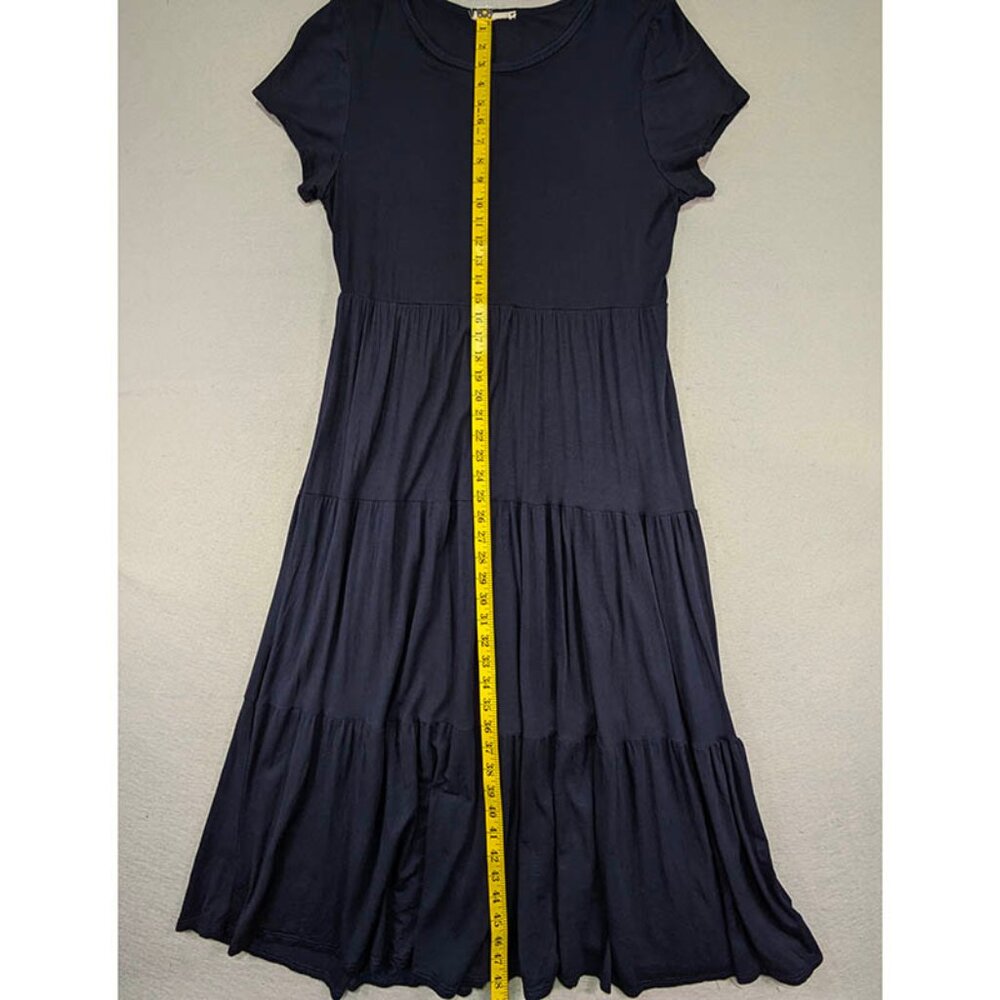 Maxi Dress Womens 2X Navy Tiered Prairie Boho Chic Minimalist Casual Travel - Picture 7 of 9